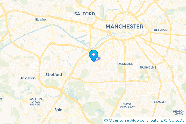 Minibus Hire route map for Firswood, Greater Manchester
