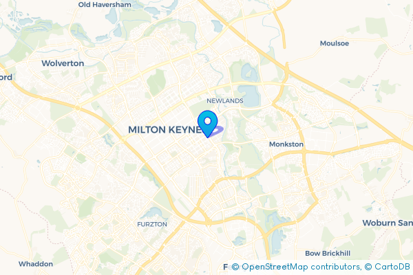 Minibus Hire route map for Fishermead, Buckinghamshire