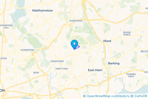 Minibus Hire route map for Forest Gate, Greater London