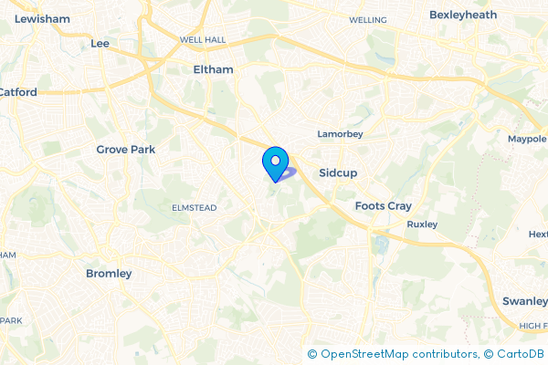 Minibus Hire route map for Foxbury, Greater London