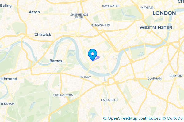 Minibus Hire route map for Fulham, Greater London