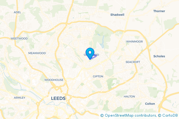 Minibus Hire route map for Gipton Wood, West Yorkshire