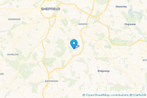 Minibus Hire route map for Gleadless Valley, South Yorkshire