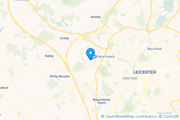 Minibus Hire route map for Glenfield, Leicestershire