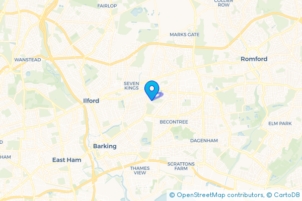 Minibus Hire route map for Goodmayes, Greater London