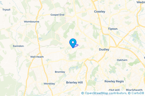 Minibus Hire route map for Gornalwood, West Midlands