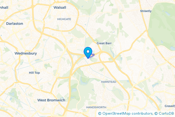 Minibus Hire route map for Grove Vale, West Midlands