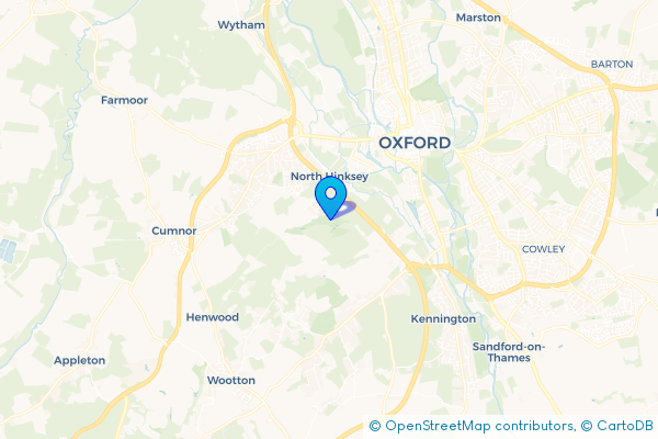 Minibus Hire route map for Harcourt Hill, Oxfordshire