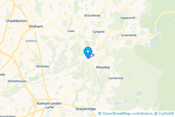 Minibus Hire route map for Hartshead Pike, Greater Manchester