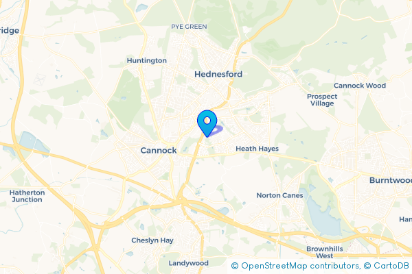 Minibus Hire route map for Hawks Green, Staffordshire