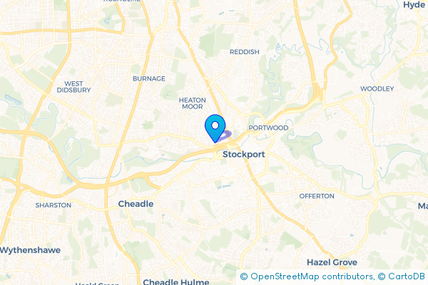 Minibus Hire route map for Heaton Norris, Greater Manchester