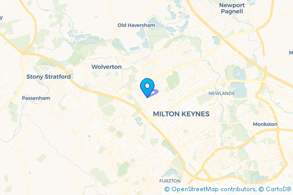 Minibus Hire route map for Heelands, Buckinghamshire