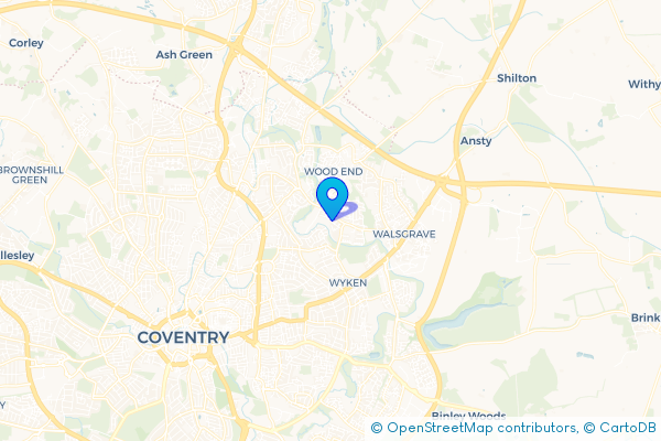 Minibus Hire route map for Henley Green, West Midlands