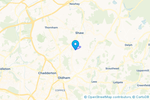 Minibus Hire route map for Heyside, Greater Manchester