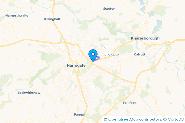 Minibus Hire route map for High Harrogate, North Yorkshire