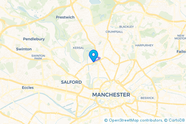 Minibus Hire route map for Higher Broughton, Greater Manchester