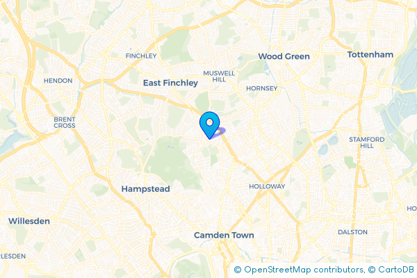 Minibus Hire route map for Highgate, Greater London