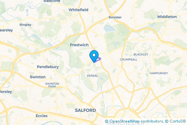 Minibus Hire route map for Hilton Park, Greater Manchester