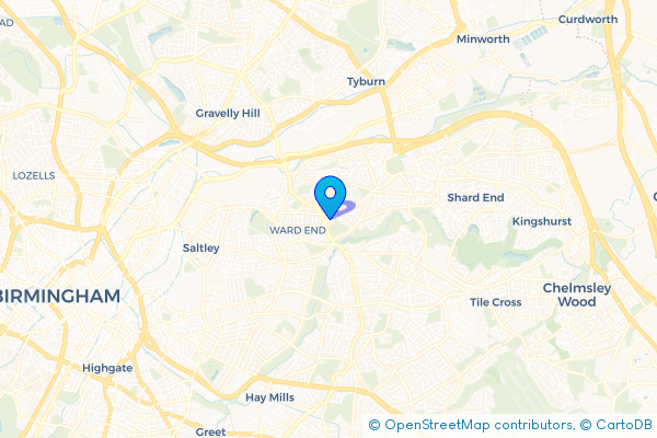Minibus Hire route map for Hodgehill, West Midlands