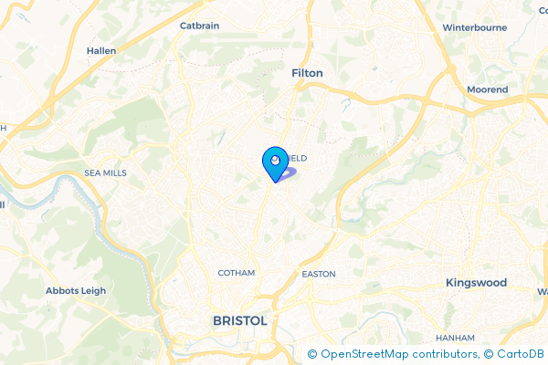 Minibus Hire route map for Horfield, Bristol