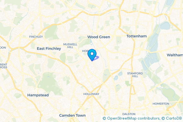 Minibus Hire route map for Hornsey Vale, Greater London