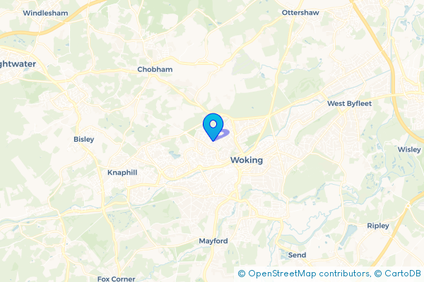 Minibus Hire route map for Horsell, Surrey