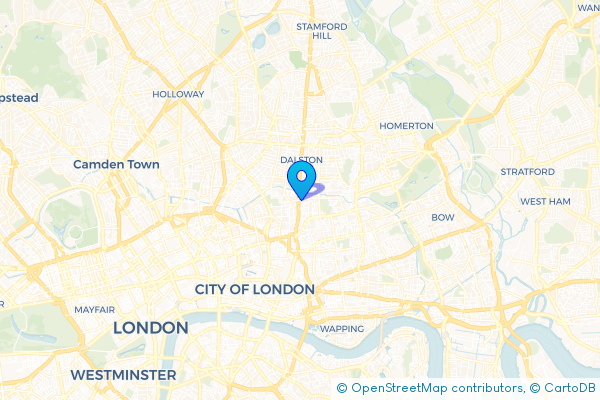 Minibus Hire route map for Hoxton, Greater London