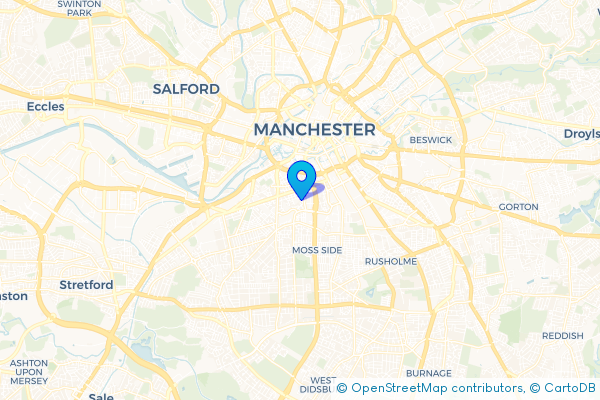 Minibus Hire route map for Hulme, Greater Manchester