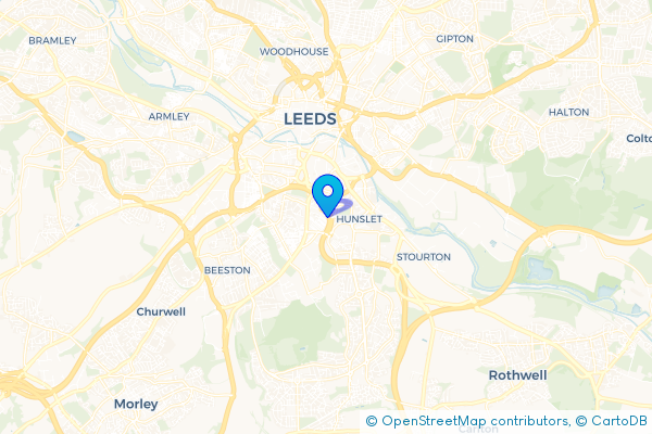 Minibus Hire route map for Hunslet, West Yorkshire