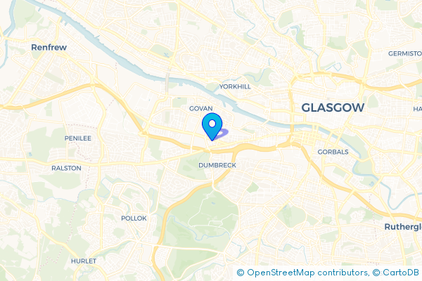 Minibus Hire route map for Ibrox, Glasgow City