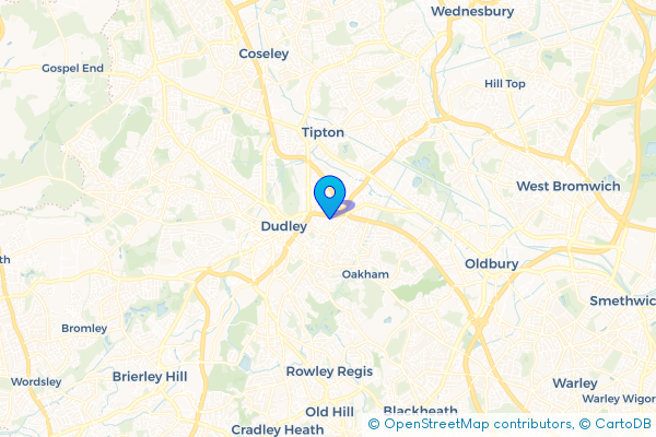 Minibus Hire route map for Kates Hill, West Midlands