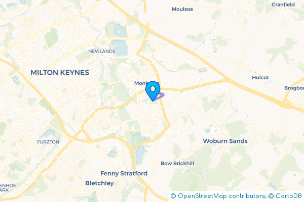 Minibus Hire route map for Kents Hill, Buckinghamshire