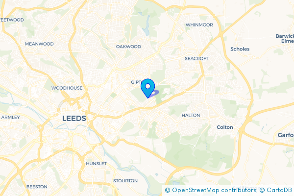 Minibus Hire route map for Killingbeck, West Yorkshire
