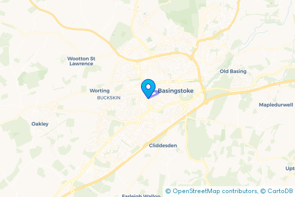 Minibus Hire route map for King's Furlong, Hampshire