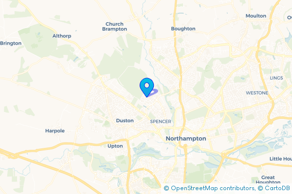 Minibus Hire route map for King's Heath, Northamptonshire