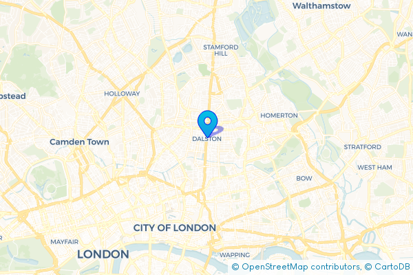 Minibus Hire route map for Kingsland, Greater London