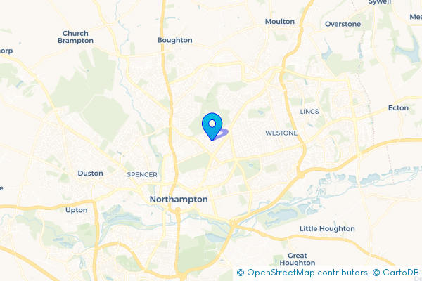 Minibus Hire route map for Kingsley Park, Northamptonshire