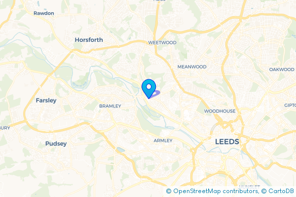 Minibus Hire route map for Kirkstall, West Yorkshire