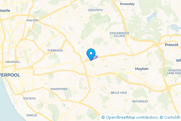 Minibus Hire route map for Knotty Ash, Merseyside