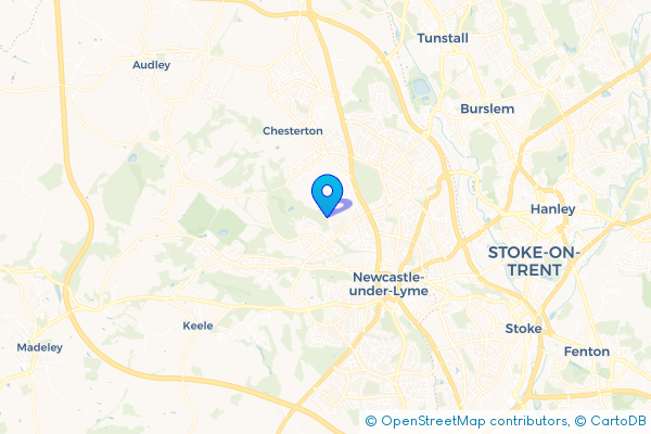 Minibus Hire route map for Knutton, Staffordshire