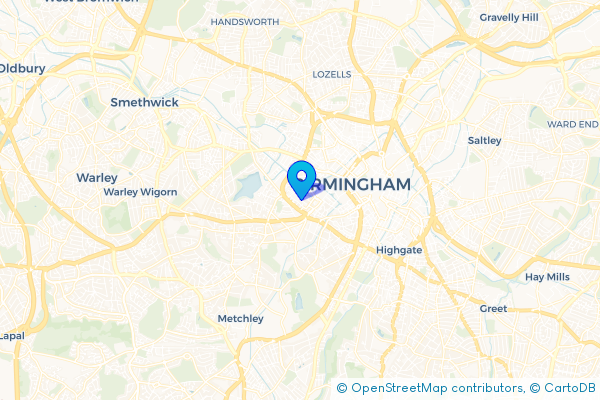 Minibus Hire route map for Ladywood, West Midlands