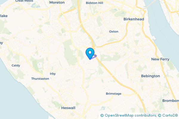 Minibus Hire route map for Landican, Merseyside