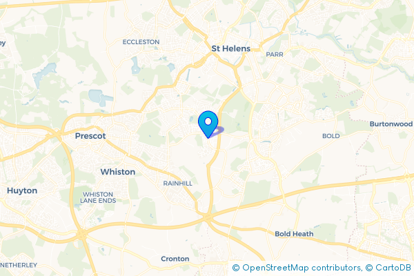 Minibus Hire route map for Lea Green, Merseyside