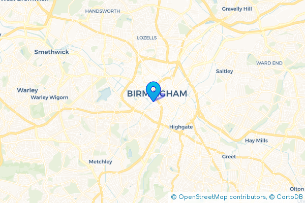 Minibus Hire route map for Lee Bank, West Midlands