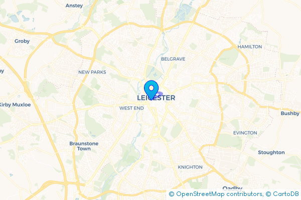 Minibus Hire route map for Leicester, Leicestershire