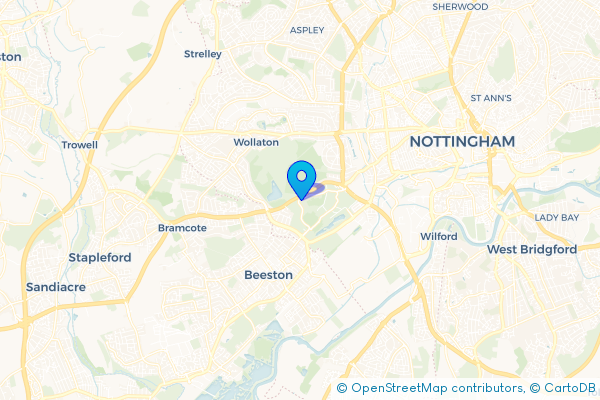 Minibus Hire route map for Lenton Abbey, Nottinghamshire