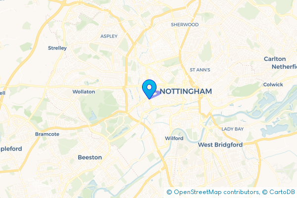 Minibus Hire route map for Lenton, Nottinghamshire