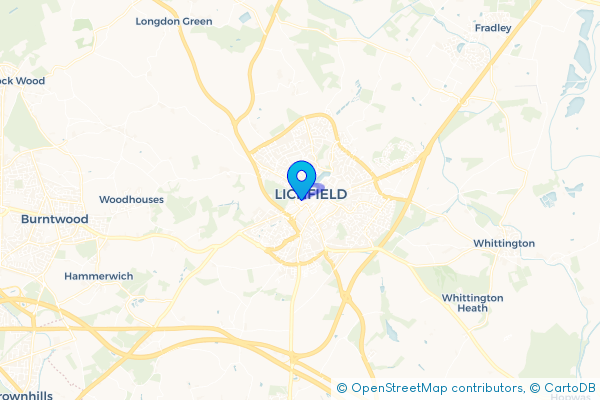 Minibus Hire route map for Lichfield, Staffordshire