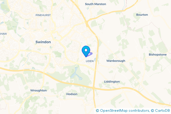 Minibus Hire route map for Liden, Wiltshire