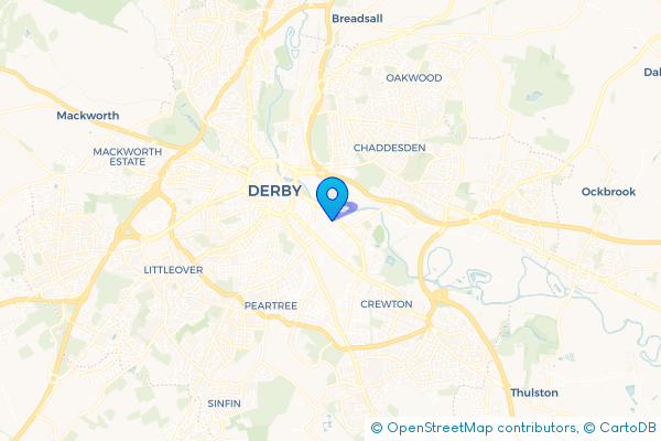 Minibus Hire route map for Litchurch, Derbyshire